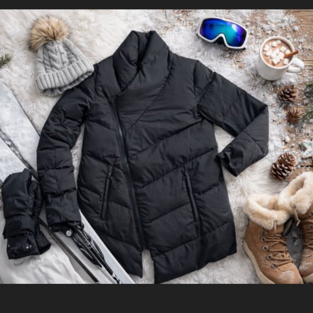 Carbon38 Goose Down Asymmetric Puffer Coat Black Small - Read